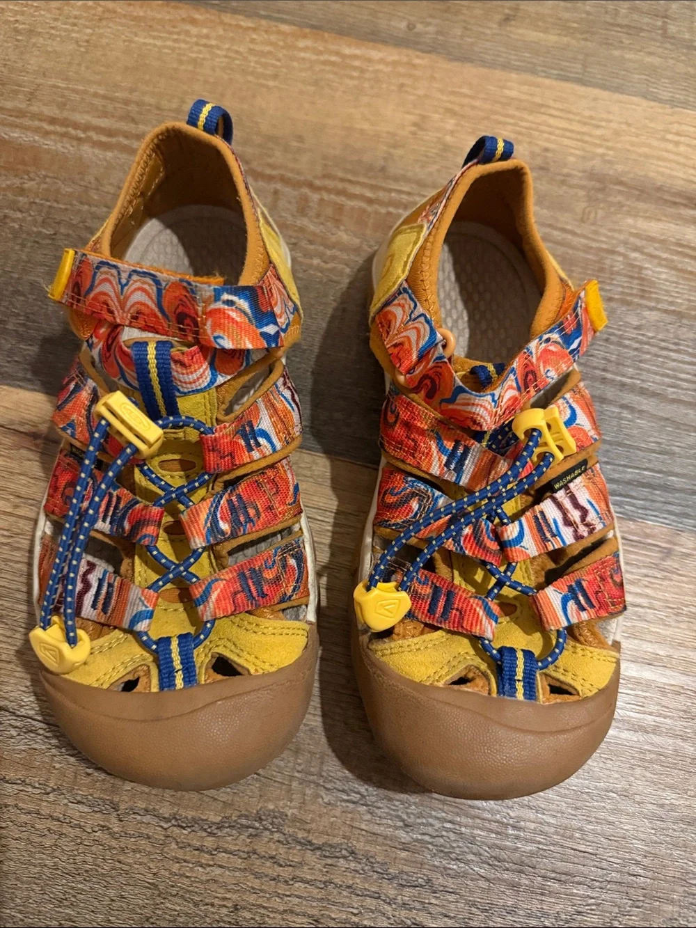 Keen Kids Yellow Orange Blue Patterned Closed-Toe Sandals